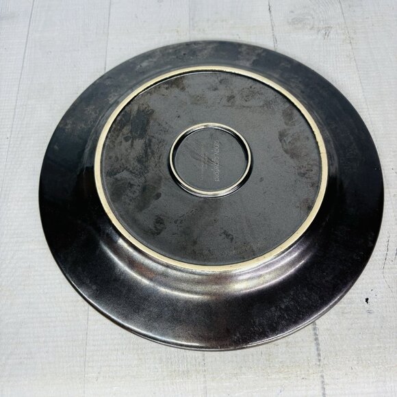 Cindy Crawford Metallic Bronze Hammer Rim Cream Ceramic Dinner Plates Set of 4 - Picture 7 of 16